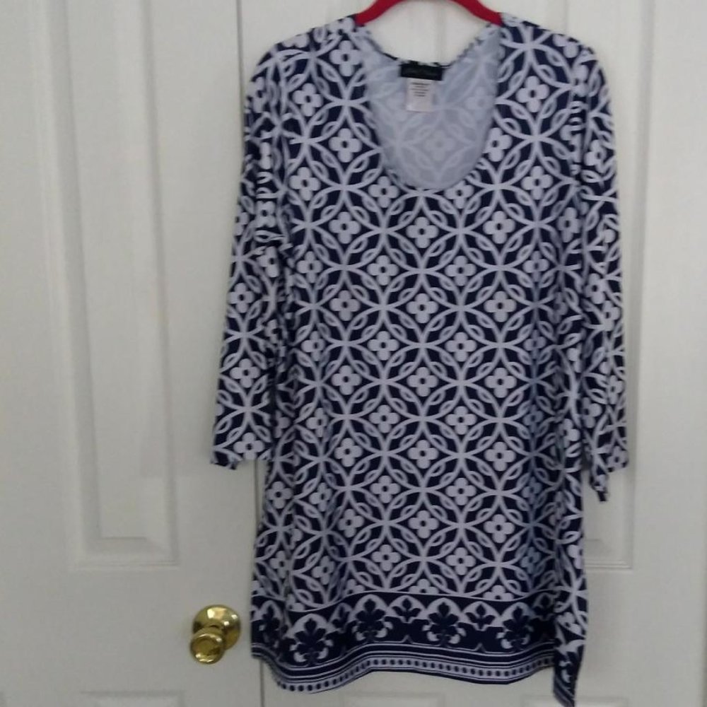 Navy Print Slinky Brand Tunic